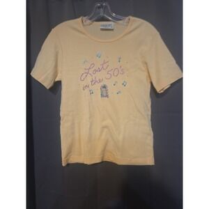 Cactus‎ Bay Apparel by Lynee Yellow Top, Women's Medium Shirt, Juke Box, Vintage
